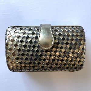 Sasha Gold Mix Color Woven Front Hard Shell Purse